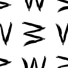 Black alphabet letters on white background. Seamless abstract vector geometric pattern. Perfect for gift wrapping paper, Bed sheets and interior. School and learning theme.