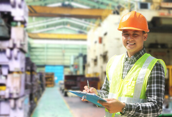 Portrait asian engineer or factory worker smiling  look on you camera