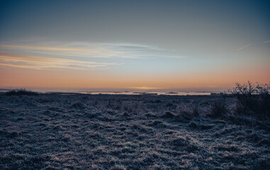 Obraz premium Sunset in the dunes, dutch landscape