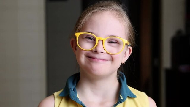 Portrait of a girl with Down syndrome