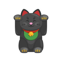 Vector cartoon style illustration of Maneki Neko