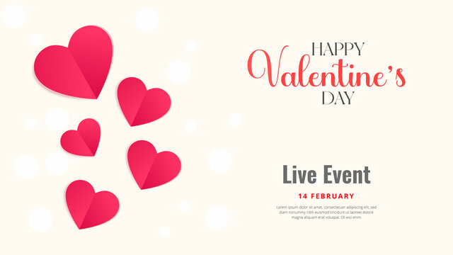 Creative Happy Valentines Day Live Event Banner Design. Valentine's Day Background. Vector illustration