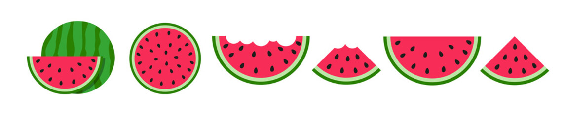 Fototapeta Fresh and juicy watermelons and slices icon obraz