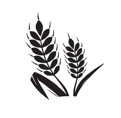 Agriculture and Farming concept. Simple sticker with beautiful wheat ears. Harvest of grain crops. Design element for logos. Cartoon flat hand drawn vector illustration isolated on white background