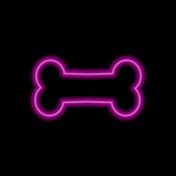 Bone simple icon vector. Flat desing. Purple neon on black background.ai