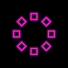 Loading simple icon, vector. Flat desing. Purple neon on black background.ai