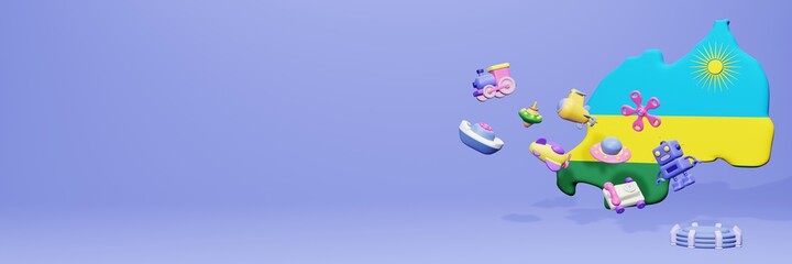 3 renderings of children's toys for promotion an cover template in Rwanda