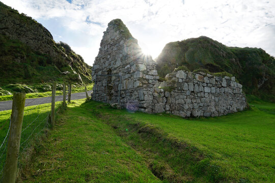 Malin Well Old Church. A ruined church at Malin Head, county Donegal, Ireland