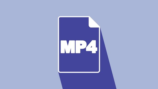 White MP4 file document. Download mp4 button icon isolated on purple background. MP4 file symbol. 4K Video motion graphic animation