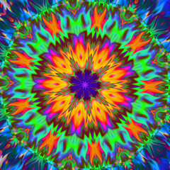 Multicolor beautiful flower kaleidoscope background. Unique kaleidoscope design, seamless kaleidoscope pattern