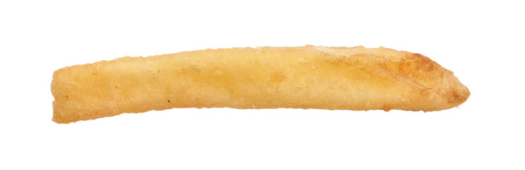  Single french fried potato isolated over white background