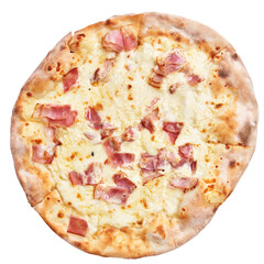  Single carbonara italian pizza isolated over white background
