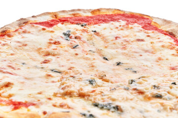  Single four cheese italian pizza isolated over white background