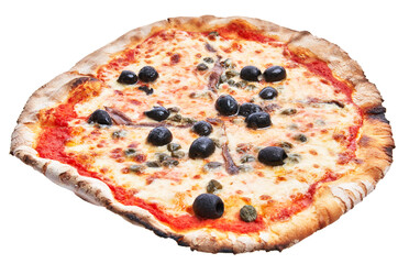  SIngle anchovies italian pizza isolated over white background