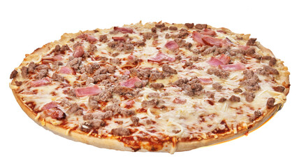  Single barbecue italian pizza isolated over white background