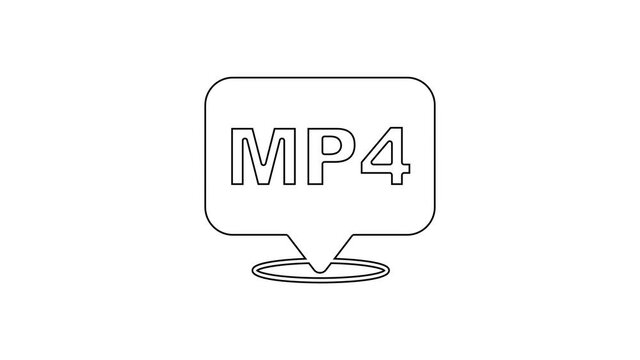 Black line MP4 file document. Download mp4 button icon isolated on white background. MP4 file symbol. 4K Video motion graphic animation