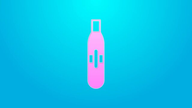 Pink line Electronic cigarette icon isolated on blue background. Vape smoking tool. Vaporizer Device. 4K Video motion graphic animation