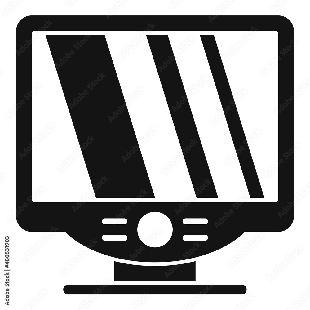 Poster flat monitor icon simple vector. pc display