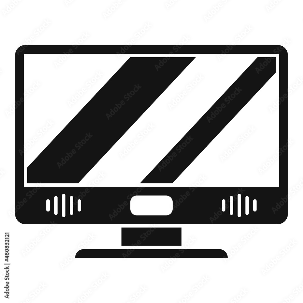 Poster mac monitor icon simple vector. pc display