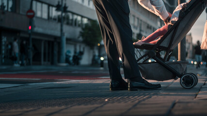 Father caring for his little daughter