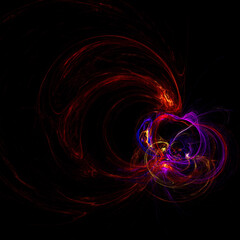 Fantastic light effect. Mystical colored light lines on a black background. Footage, screensaver.