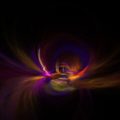 Fantastic light effect. Mystical colored light lines on a black background. Footage, screensaver.