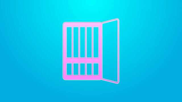 Pink line Cigarette case icon isolated on blue background. Tobacco sign. Smoking symbol. 4K Video motion graphic animation