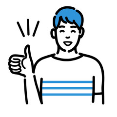笑顔で親指を立てている若い男性