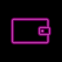Purse simple icon vector. Flat desing. Purple neon on black background.ai