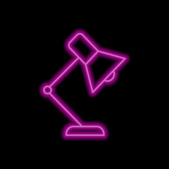 Table lamp simple icon vector. Flat desing. Purple neon on black background.ai