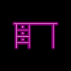 Table simple icon vector. Flat desing. Purple neon on black background.ai