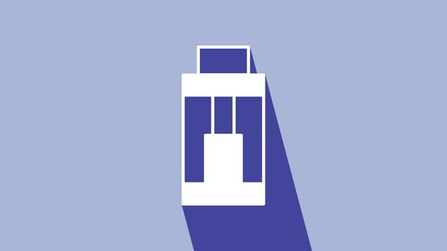 White Vape mod device icon isolated on purple background. Vape smoking tool. Vaporizer Device. 4K Video motion graphic animation