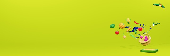 3d rendering of vegetable consumption in British Virgin Island for data display and social media