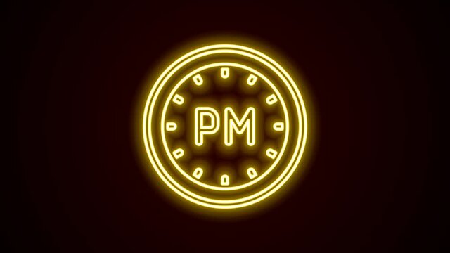 Glowing neon line Day time icon isolated on black background. Time symbol. 4K Video motion graphic animation