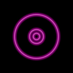 CD DVD simple icon. Flat desing. Purple neon on black background.ai