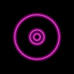 CD DVD simple icon. Flat desing. Purple neon on black background.ai