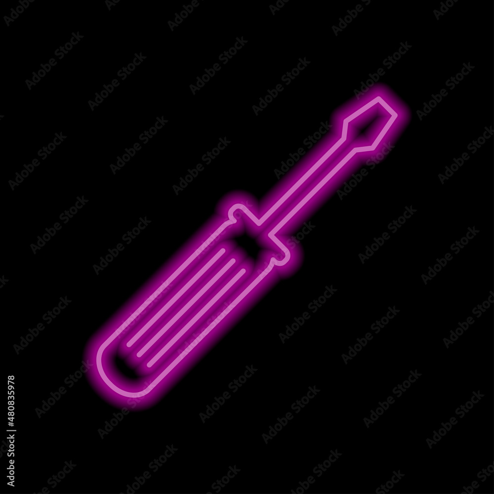 Wall mural screwdriver simple icon vector. flat desing. purple neon on black background.ai