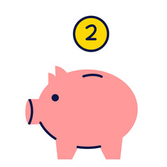Cute pink pig illustration, piggy bank, Moneybox, piggy bank with coin, bank and finance, icon for website and app, savings, flat vector, kids piggy bank