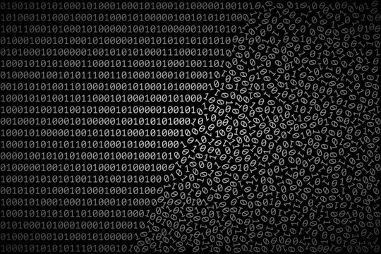 Ordered binary code is turned into chaotic heap of 1 and 0 digits