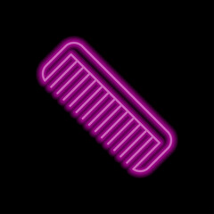 Hairbrush simple icon. Flat desing. Purple neon on black background.ai