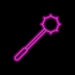 Mace simple icon. Flat desing. Purple neon on black background.ai