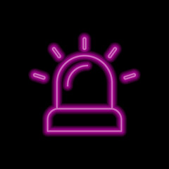 Siren simple icon. Flat desing. Purple neon on black background.ai