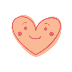 cheerful happy smiling face in the shape of a heart. vector image.