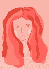 Female illustration abstract pink and blush with a knit sweater