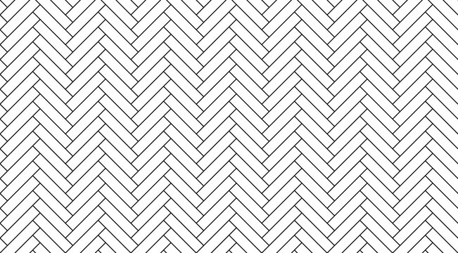 Herringbone floor seamless texture for parquet design. Black and white geometric tiles, Herringbone pattern for kitchen, bathroom, toilet interior. Monochrome repeat laminate decor, vector