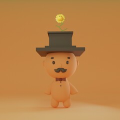 Personaje elegante de frente - Blender 3D