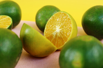 slice orange on the table