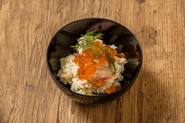 鮭いくら丼　はらこめし　Salmon and salmon roe rice