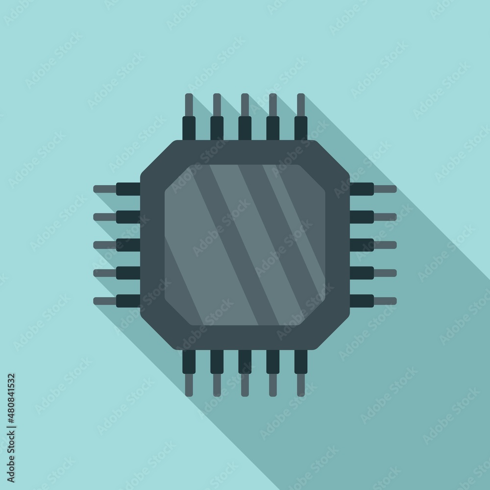 Poster data cpu icon flat vector. digital computer