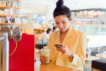 woman shopping in city